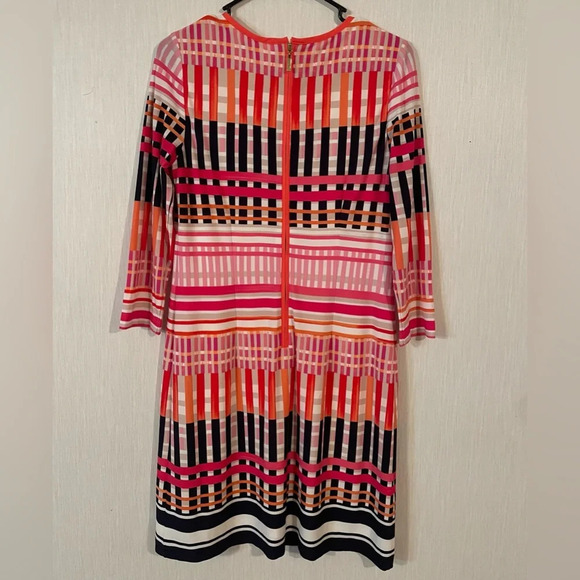 Eliza J Colorful Crosshatch 3/4 Sleeve Jersey A-line Dress minidress size 6 - Picture 11 of 11